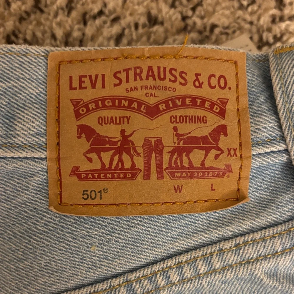 Levi's Light Blue Distressed Jean Shorts - Picture 3 of 4